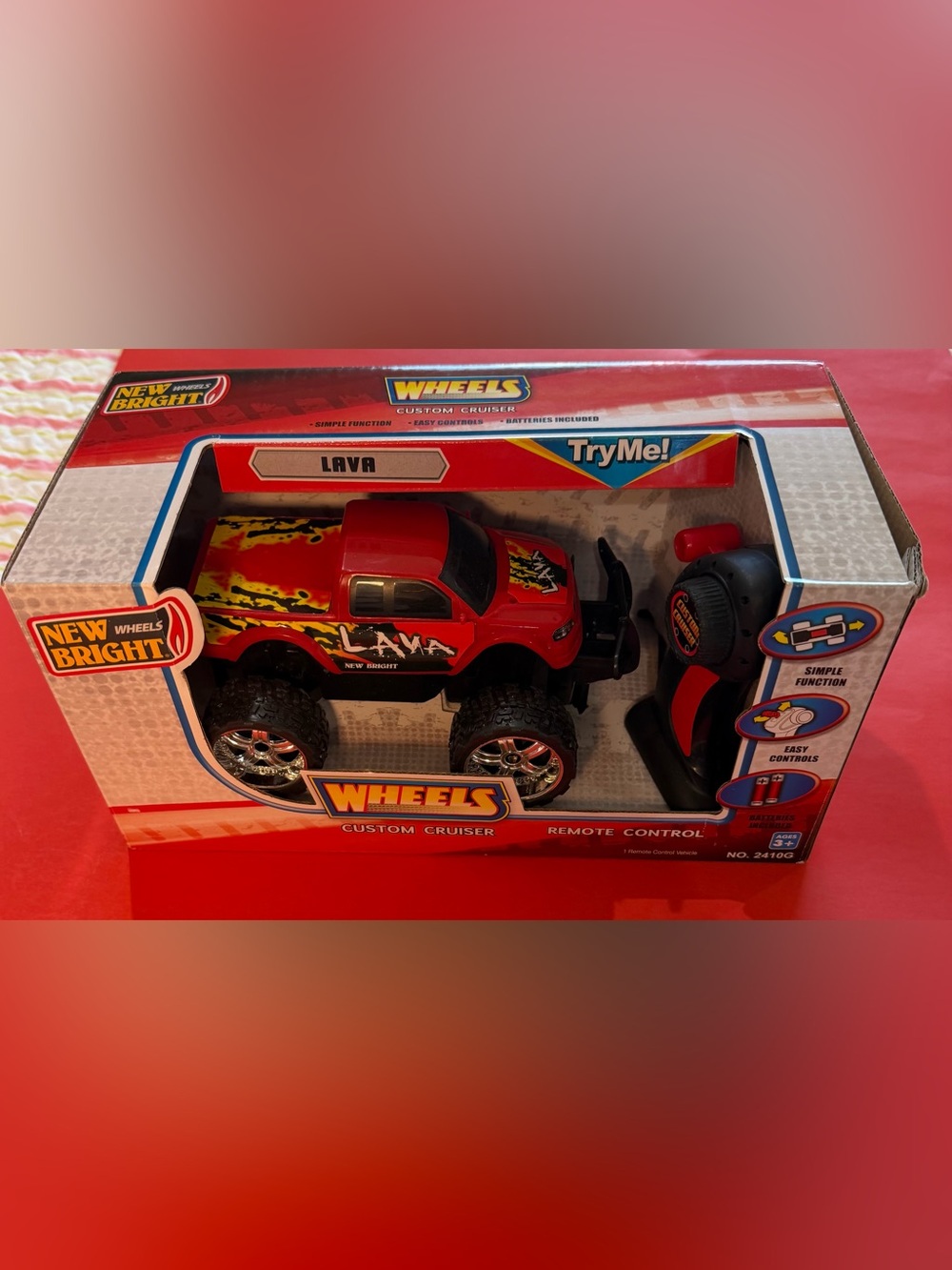 Lava Red Remote Control Monster Truck for Kids